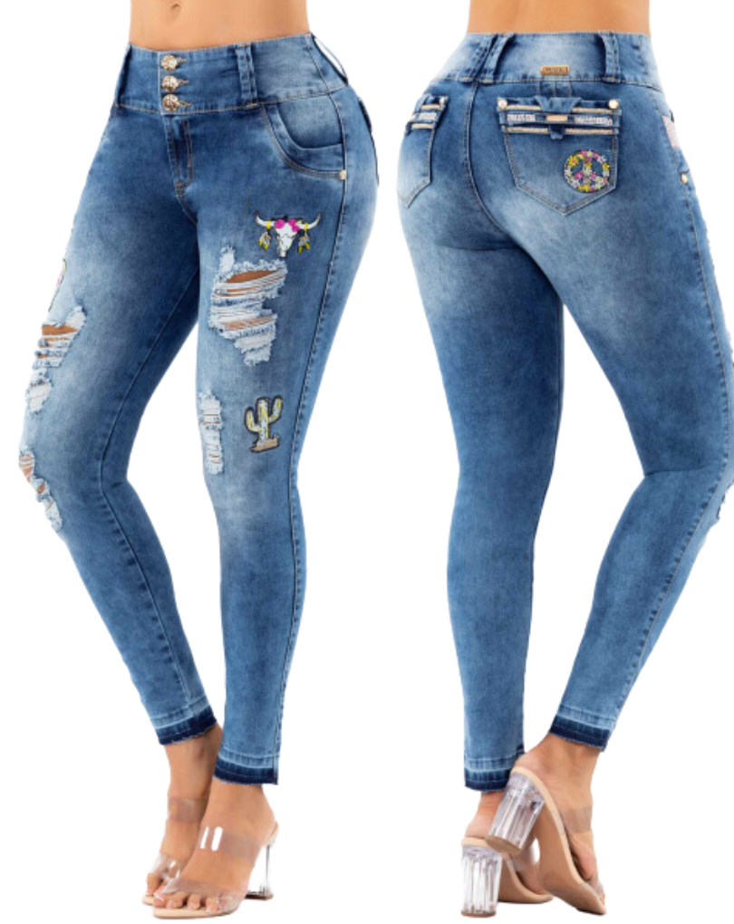 Jeans Dama Pantalones Mujer Ajusta Cintura Colombiano